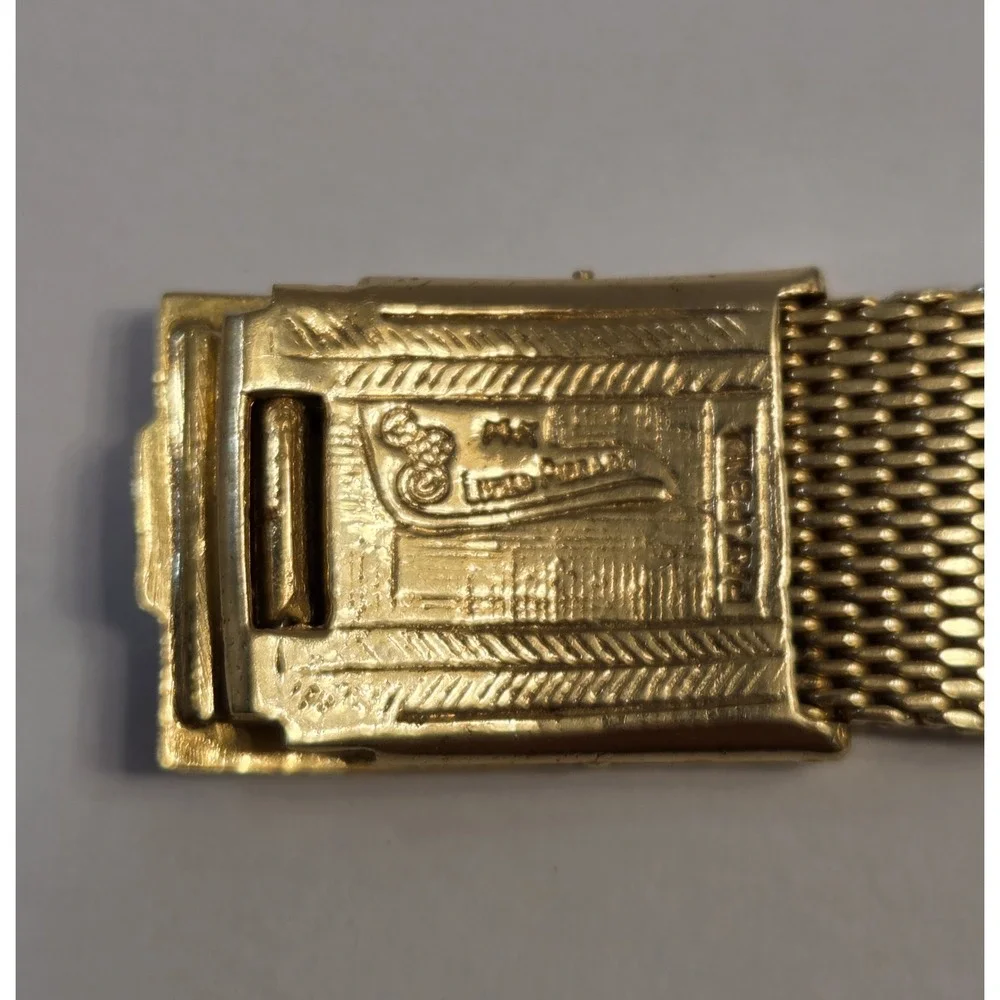 Vintage Lucien Piccard Solid 14k Gold Men's 33mm Manual Watch & Band